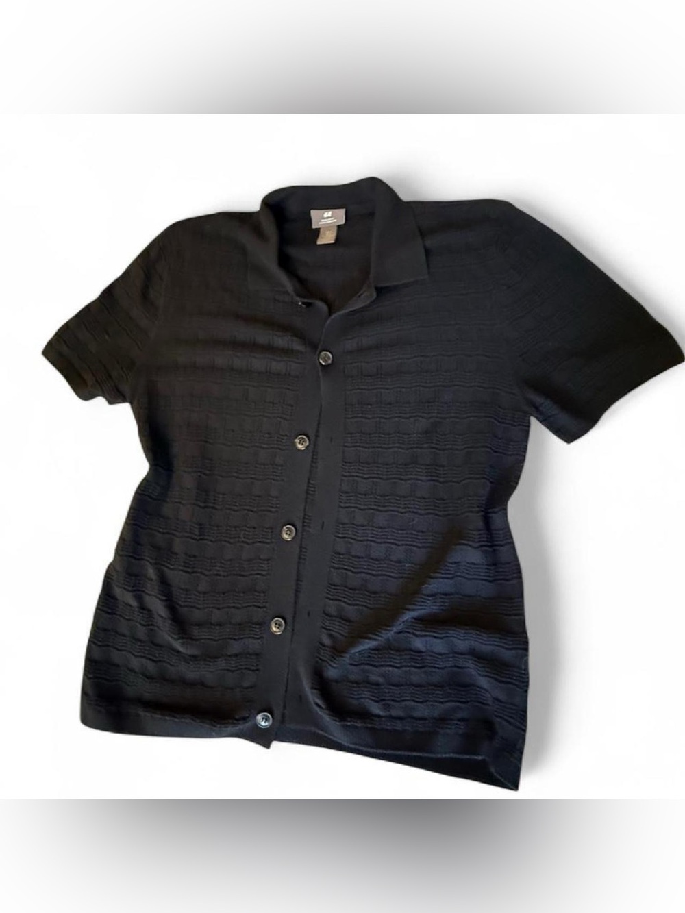 H&M Black Short-Sleeve Button Cardigan